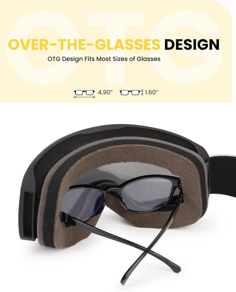 Snower Kids Ski Goggles, Anti-Fog Snow Goggles with OTG Design, 100% UV Protection, HD Lens for Kids Boys Girls - Image 3